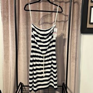 Tommy Hilfiger xs navy & white stripes halter top dress, strapless, mini